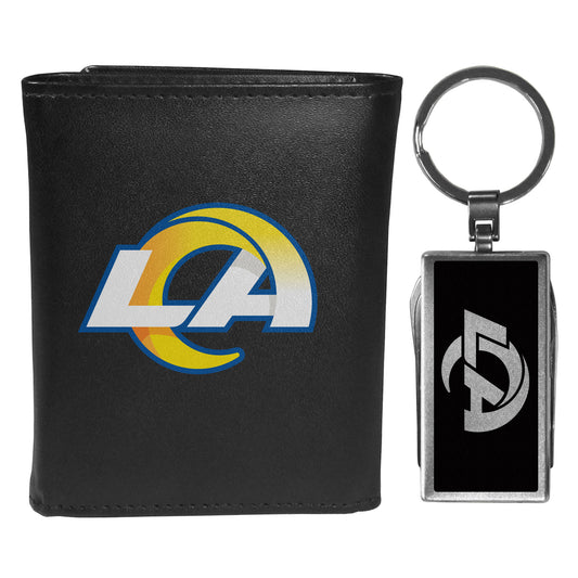 Los Angeles Rams Leather Tri-fold Wallet & Multitool Key Chain