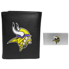 Minnesota Vikings Leather Tri-fold Wallet & Money Clip