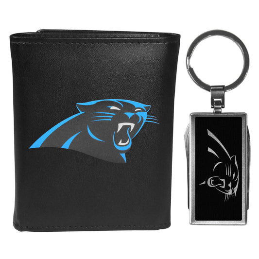 Carolina Panthers Leather Tri-fold Wallet & Multitool Key Chain - Carolina Panthers