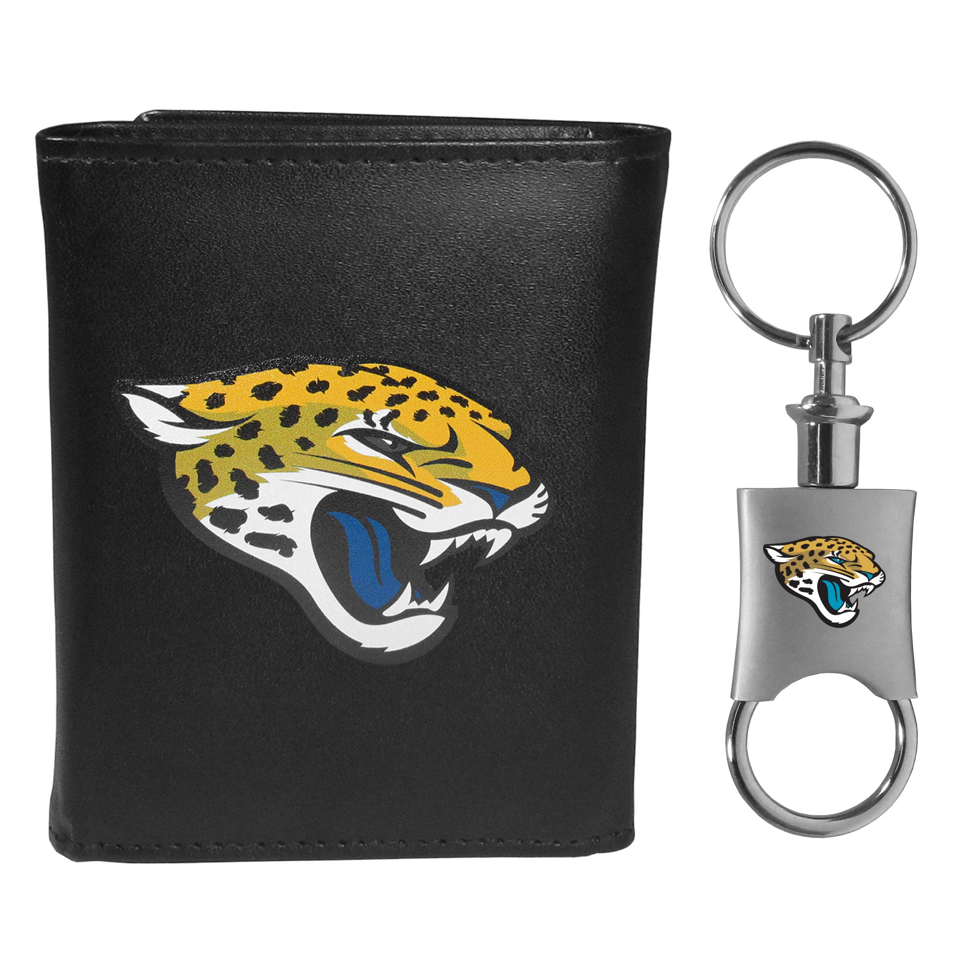 Jacksonville Jaguars Leather Tri-fold Wallet & Valet Key Chain