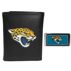 Jacksonville Jaguars Leather Tri-fold Wallet & Color Money Clip