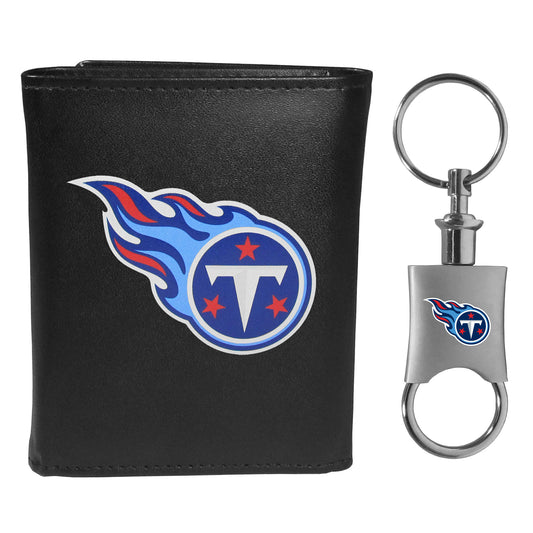 Tennessee Titans Leather Tri-fold Wallet & Valet Key Chain