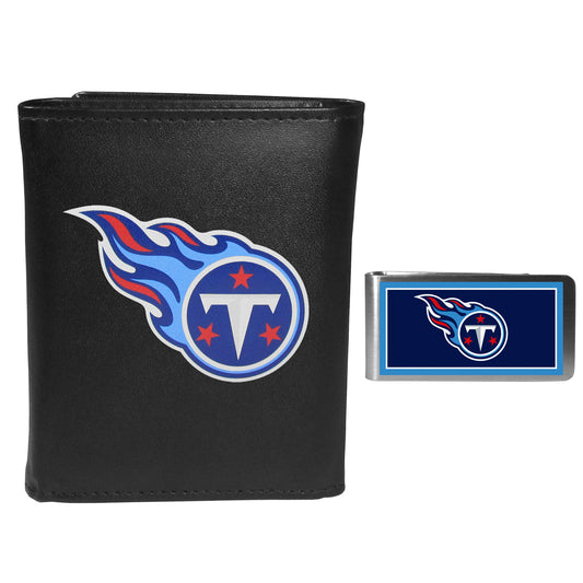 Tennessee Titans Leather Tri-fold Wallet & Color Money Clip