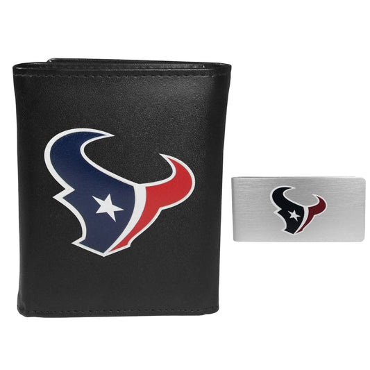 Houston Texans Leather Tri-fold Wallet & Money Clip