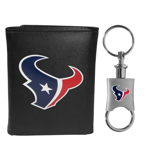 Houston Texans Leather Tri-fold Wallet & Valet Key Chain