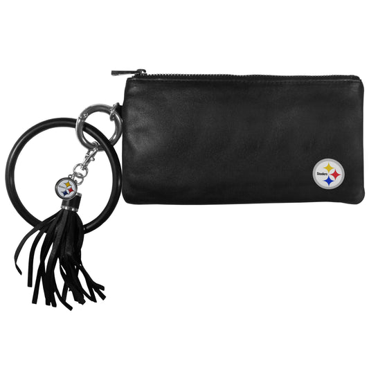 Cartera con pulsera de cuero para mujer de los Pittsburgh Steelers