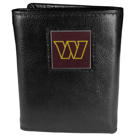 Washington Commanders Deluxe Leather Tri-fold Wallet Packaged in Gift Box