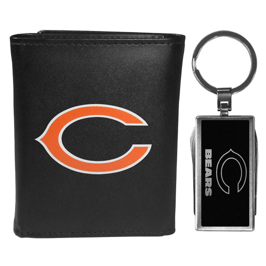 Chicago Bears Tri-fold Wallet & Multitool Key Chain Black