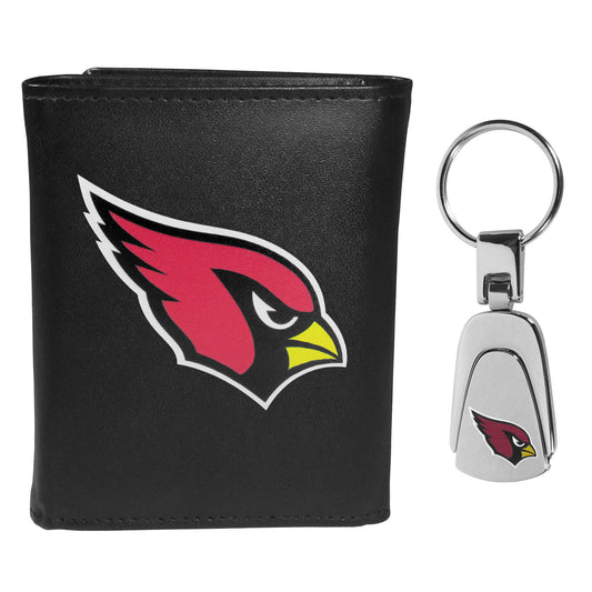 Arizona Cardinals Tri-fold Wallet & Steel Key Chain