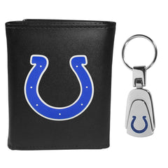 Indianapolis Colts Tri-fold Wallet & Steel Key Chain