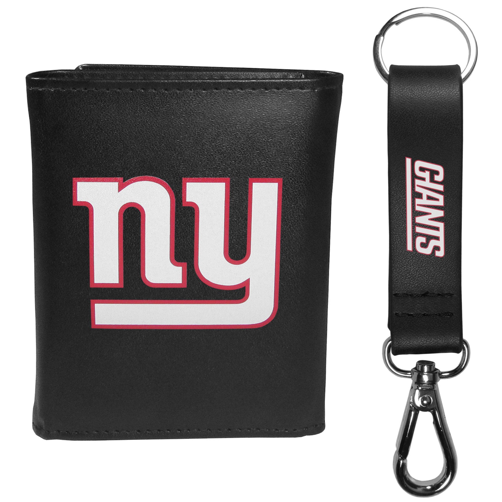 New York Giants Tri-fold Wallet & Strap Key Chain - New York Giants