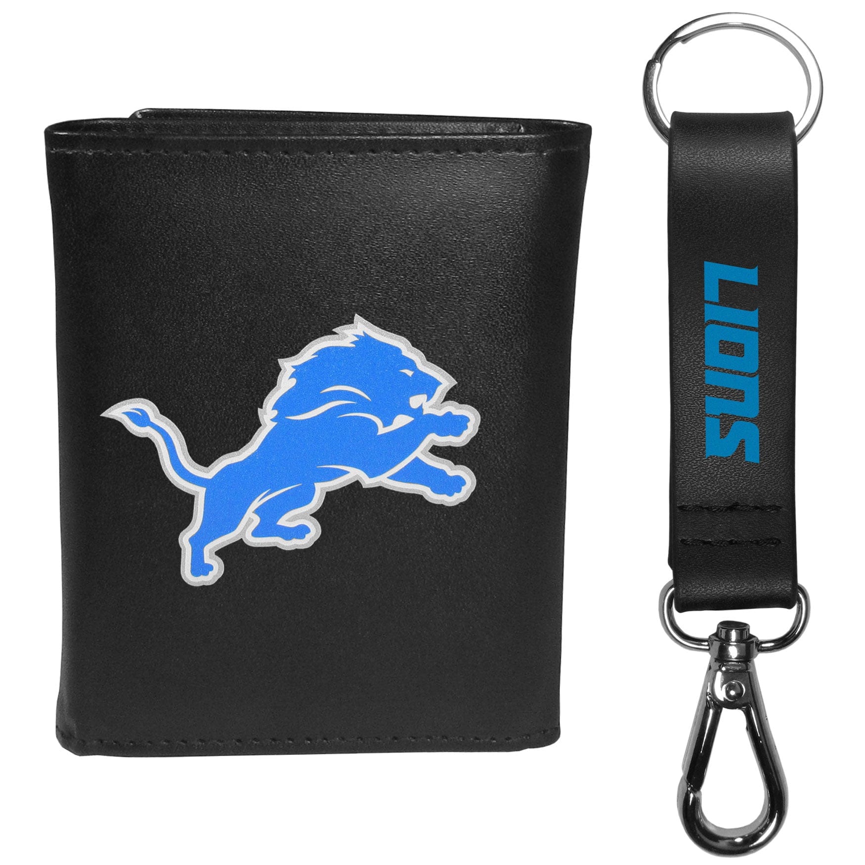 Detroit Lions Tri-fold Wallet & Strap Key Chain