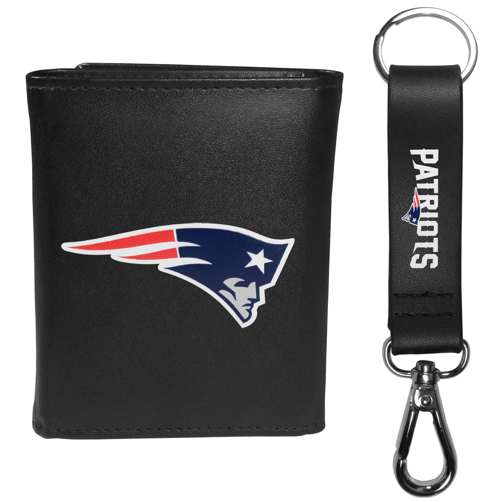 New England Patriots Tri-fold Wallet & Strap Key Chain - New England Patriots