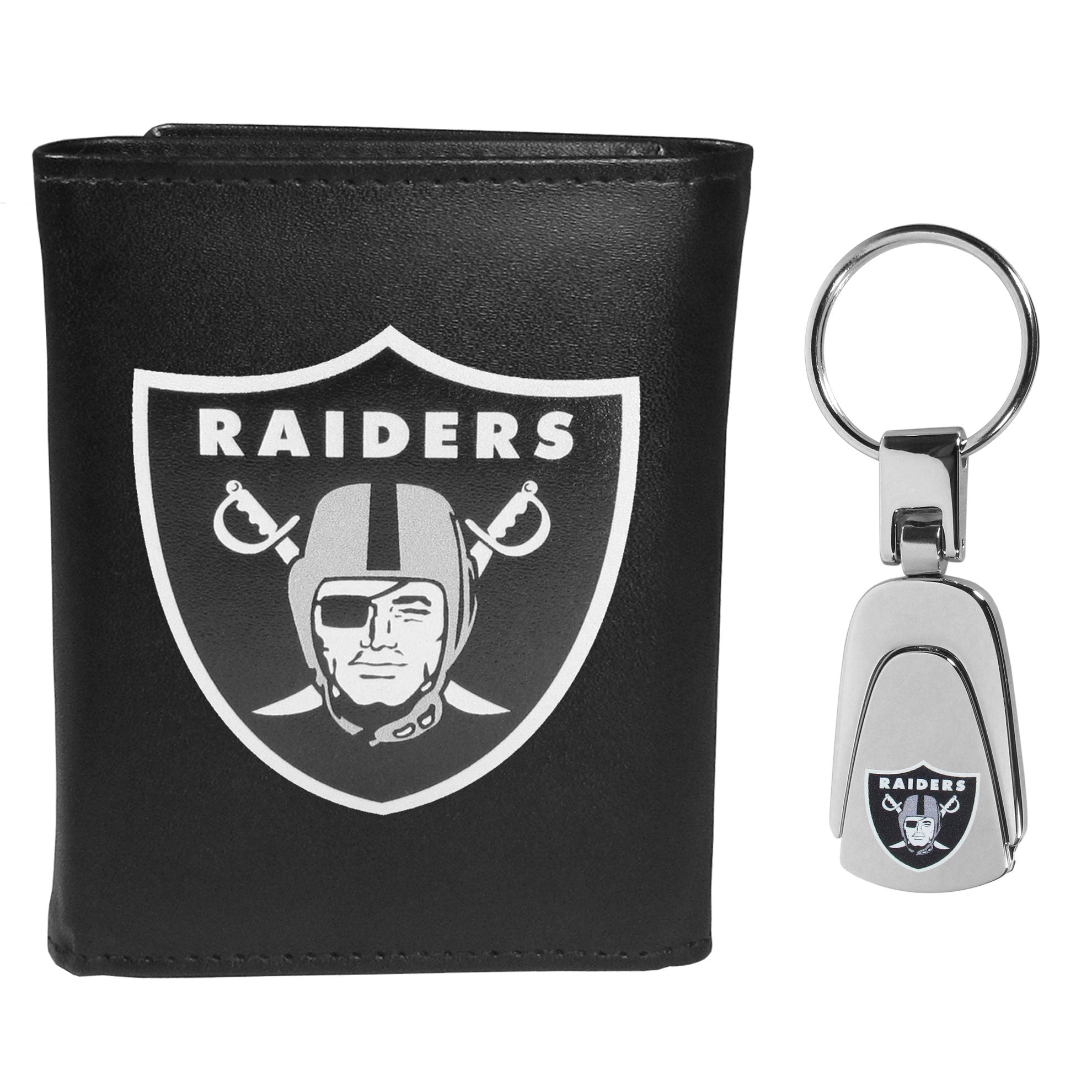 Las Vegas Raiders Tri-fold Wallet & Steel Key Chain