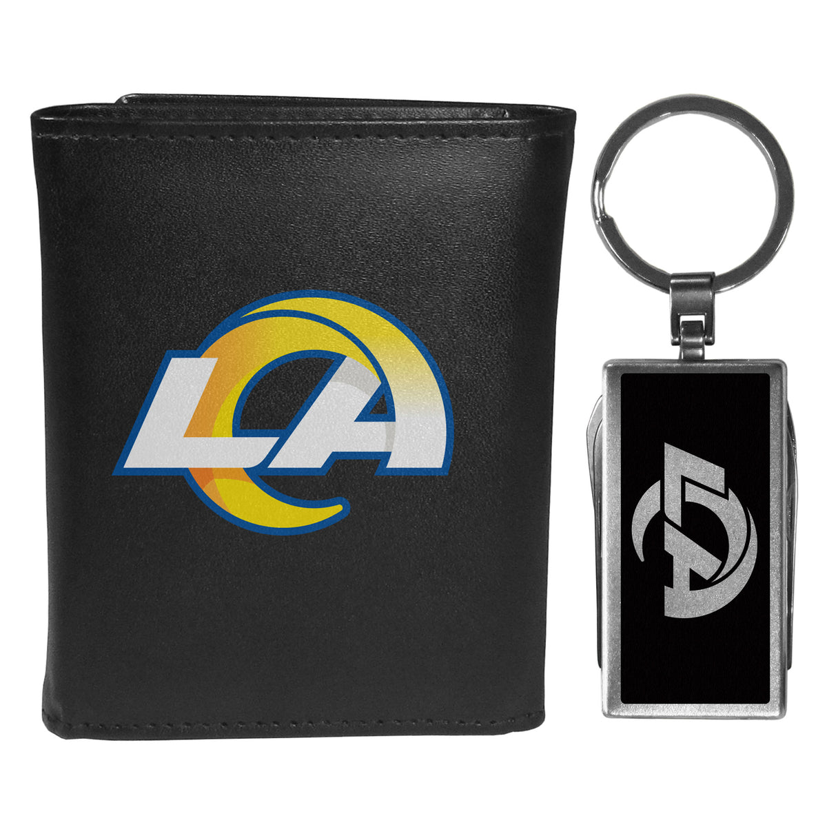 Los Angeles Rams Tri-fold Wallet & Multitool Key Chain Black