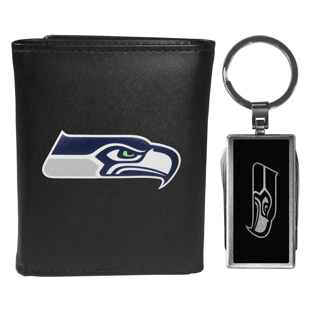 Seattle Seahawks Tri-fold Wallet & Multitool Key Chain Black