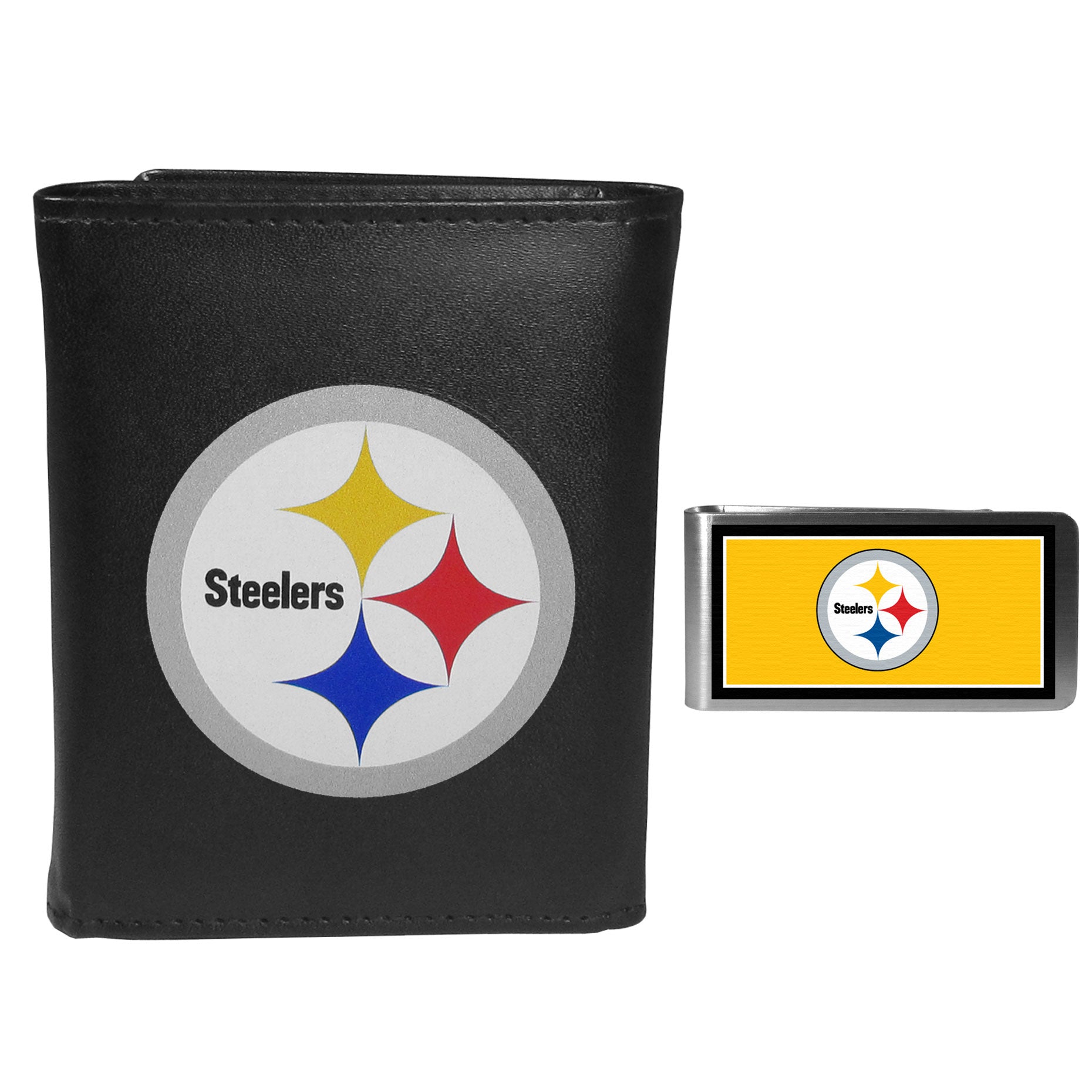 Pittsburgh Steelers Tri-fold Wallet & Color Money Clip - Pittsburgh Steelers