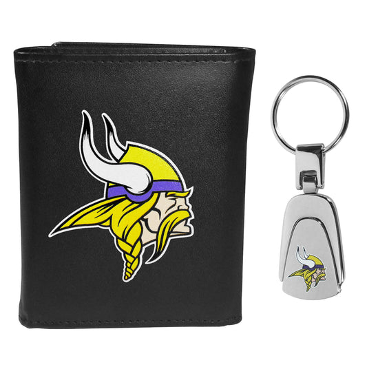 Minnesota Vikings Tri-fold Wallet & Steel Key Chain