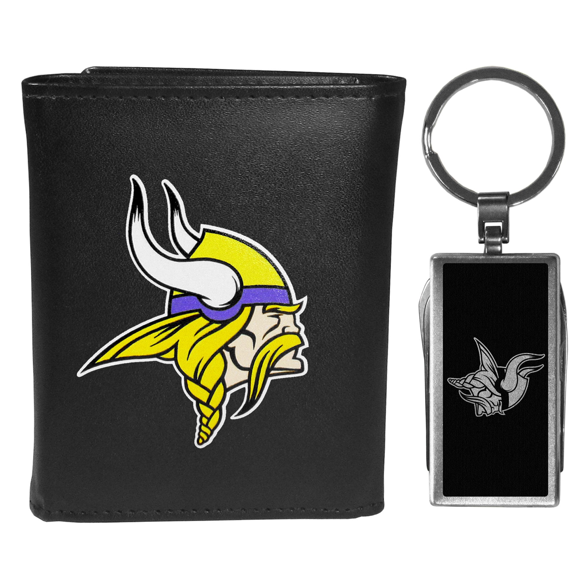 Minnesota Vikings Tri-fold Wallet & Multitool Key Chain Black