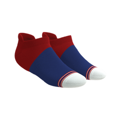 The Fourth | Patriotic Red and Blue Heel Hammock™ Ankle Socks