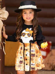 Boo, Felicia Ghost Top and Halloween Skirt Set