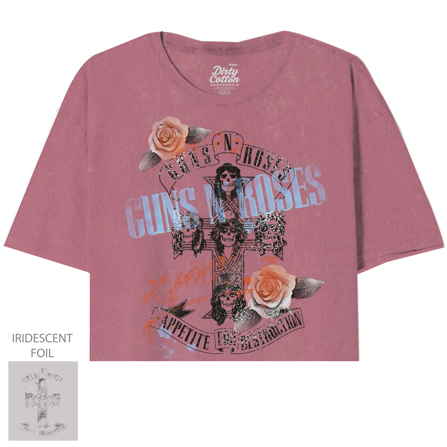 Guns N Roses-Cross Roses Oversized Crop Tee