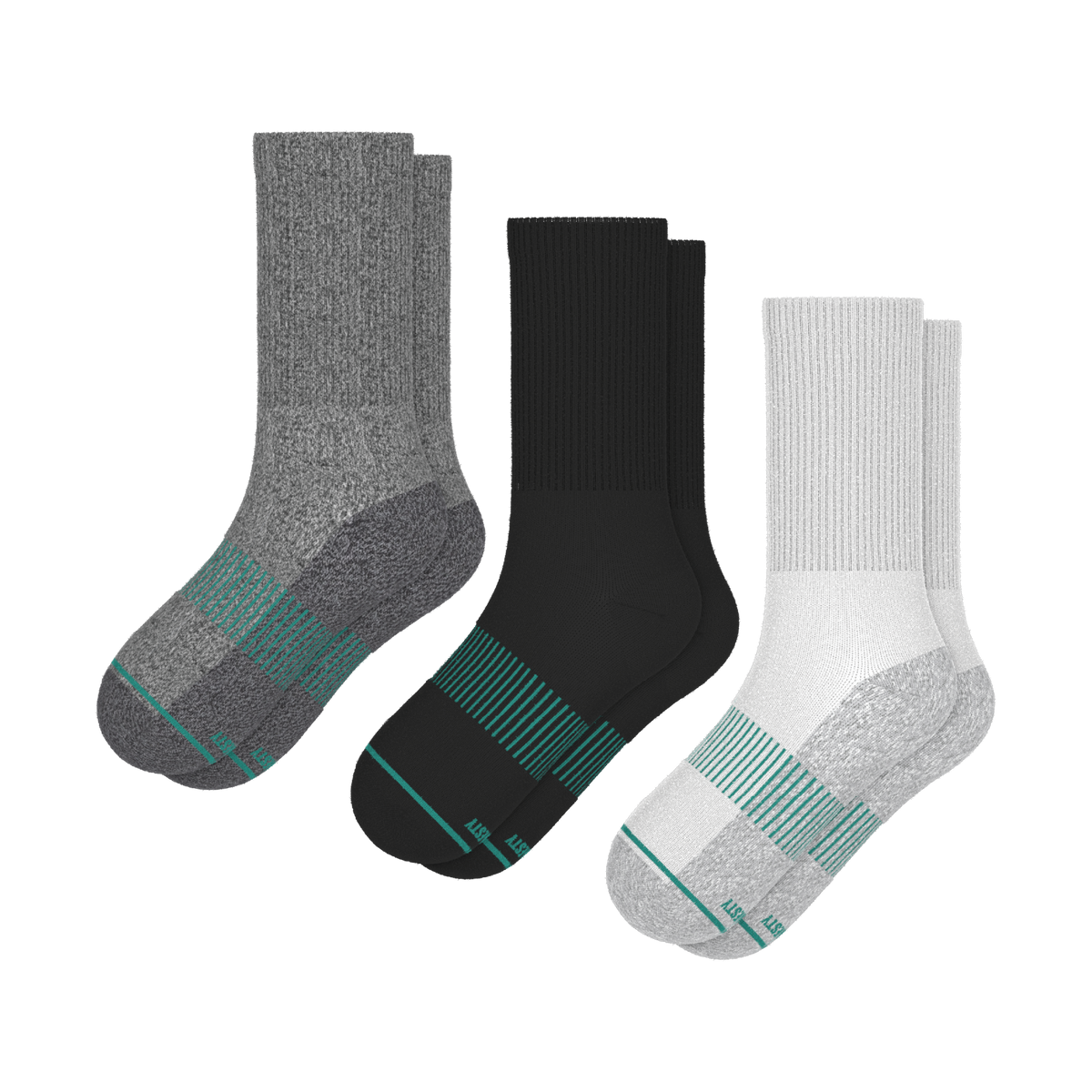 Versatile Solids Mix Pack | Grey Color Block and Solids Heel Hammock™ Crew Socks 3 Pack