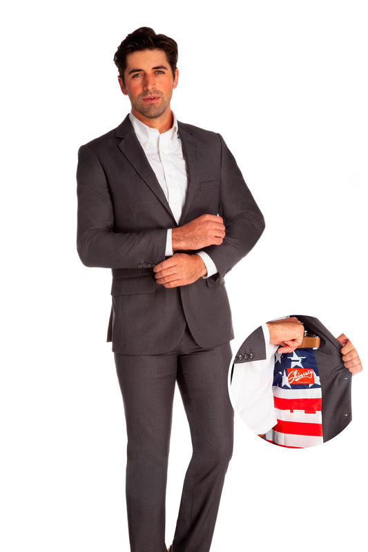 The Grey Madison | American Flag Lined Suit - Shinesty