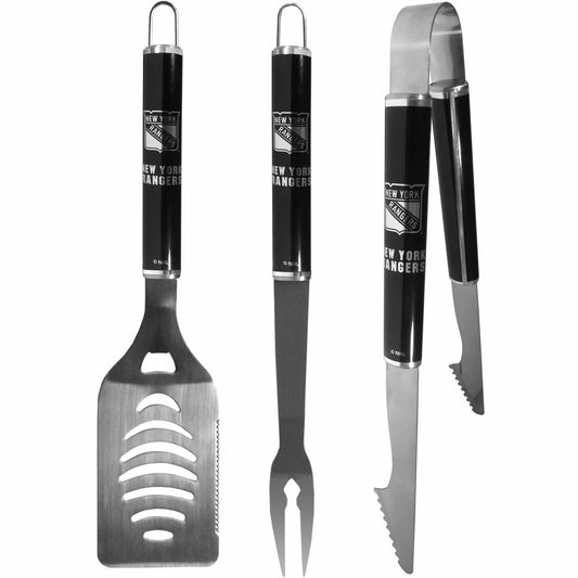 New York Rangers® 3 pc Steel BBQ Set in Black