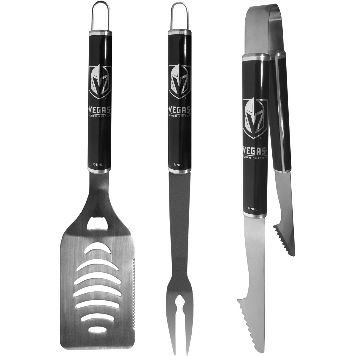 Vegas Golden Knights® 3 pc Steel BBQ Set in Black