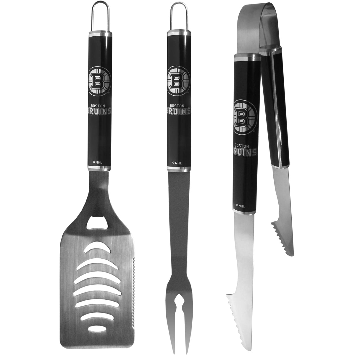 Boston Bruins® 3 pc Steel BBQ Set in Black