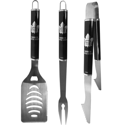 Toronto Maple Leafs® 3 pc Steel BBQ Set in Black