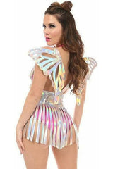 Daisy Corsets Silver Hologram Fringe Mini Skirt