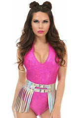 Daisy Corsets Silver Hologram Fringe Mini Skirt