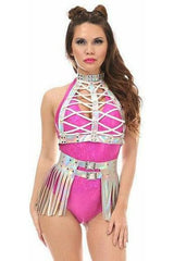 Daisy Corsets Silver Hologram Fringe Mini Skirt