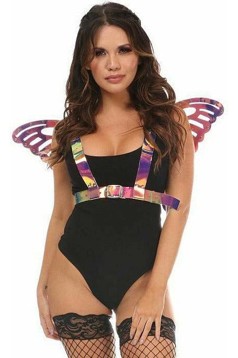 Daisy Corsets Rainbow Gold Holo Large Butterfly Wing Body Harness