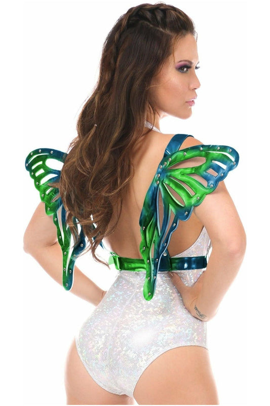 Daisy Corsets Blue/Teal Holo Large Butterfly Wing Body Harness