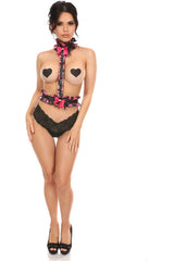 Daisy Corsets Kitten Collection Pink Floral Satin Single Strap Body Harness