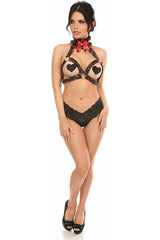 Daisy Corsets Kitten Collection Red Roses Satin Triangle Top Body Harness