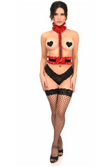 Daisy Corsets Kitten Collection Red Velvet & Faux Leather Single Strap Body Harness