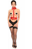 Daisy Corsets Kitten Collection Red/Red Lace Single Strap Body Harness - Daisy Corsets