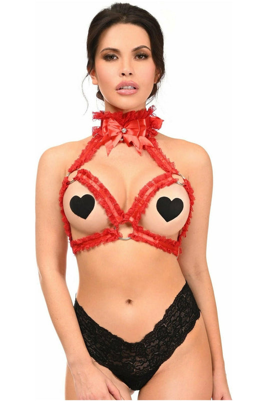 Daisy Corsets Kitten Collection Red/Red Triangle Top Body Harness