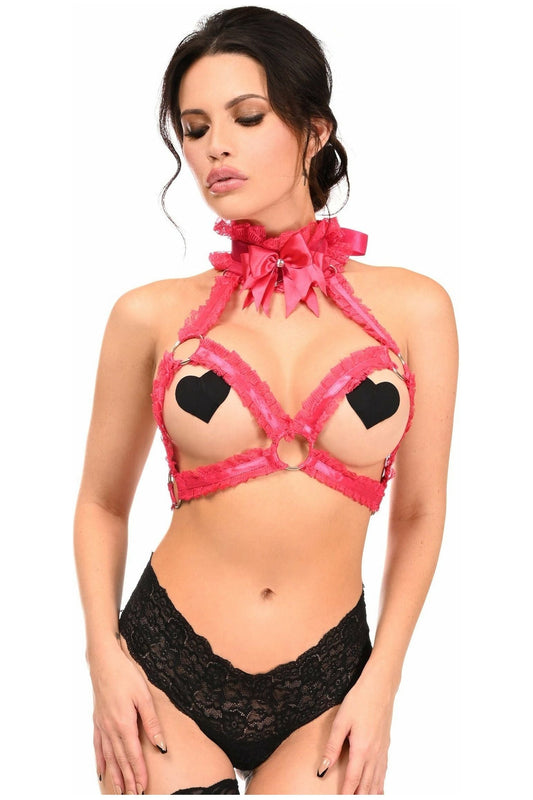 Daisy Corsets Kitten Collection Fuchsia/Fuchsia Lace Triangle Top Body Harness