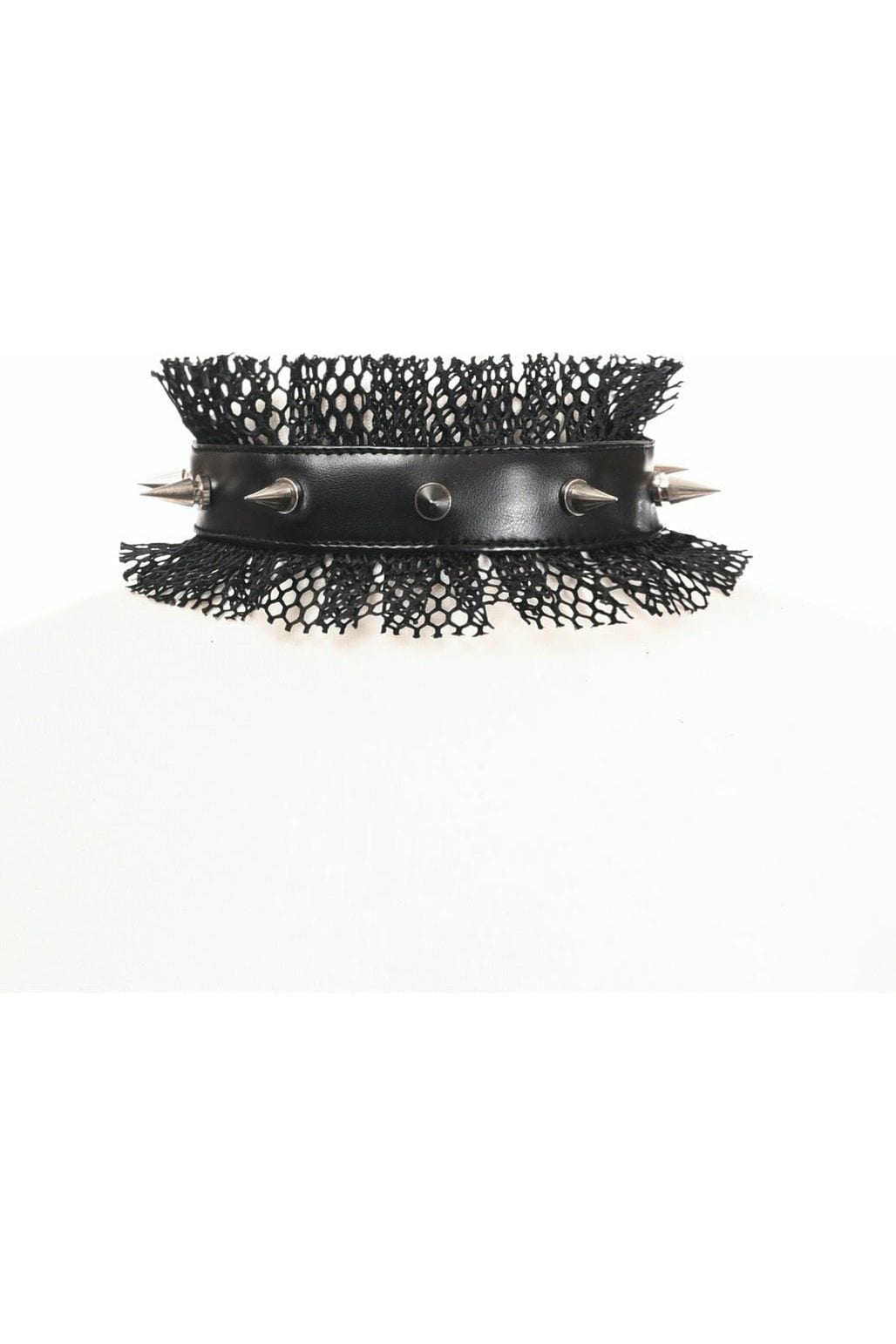 Daisy Corsets Kitten Collection Black Fishnet Spike Choker