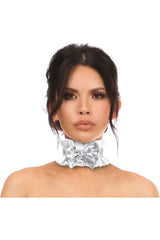 Daisy Corsets Kitten Collection White/Silver Satin & Sequin Choker