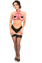 Daisy Corsets BOXED Hot Pink Stretchy Body Harness w/Gold Hardware