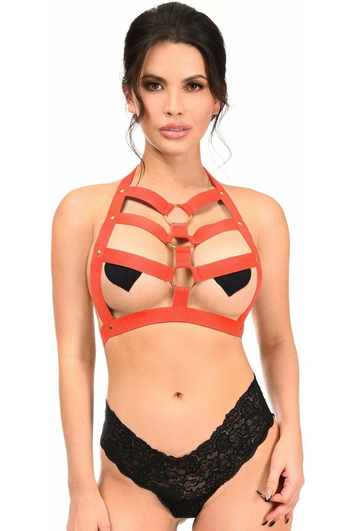 Daisy Corsets BOXED Red Stretchy Body Harness w/Gold Hardware - Daisy Corsets