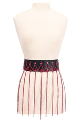 Daisy Corsets Black Faux Leather & Pink Metallic Chain Fringe Skirt