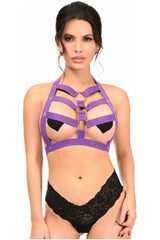 Daisy Corsets BOXED Dark Purple Stretchy Body Harness w/Gold Hardware