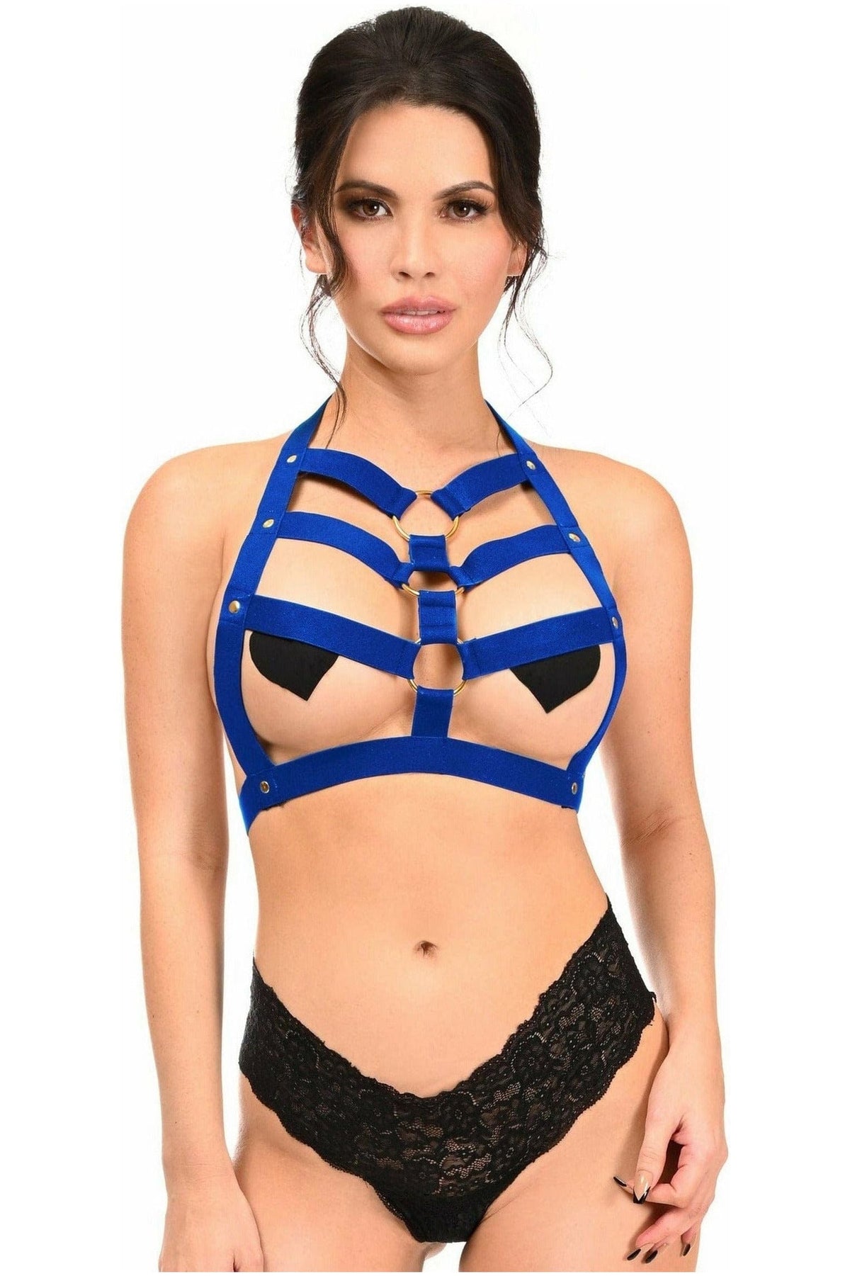 Daisy Corsets BOXED Royal Blue Stretchy Body Harness w/Gold Hardware - Daisy Corsets